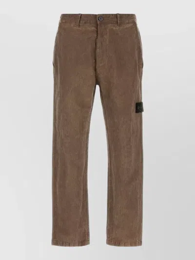 Stone Island Men Lead Grey Corduroy Trousers In Brown