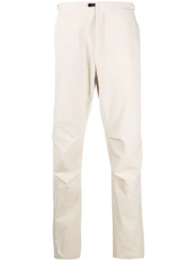 Stone Island Strap-detail High-rise Tapered-leg Trousers In Beige