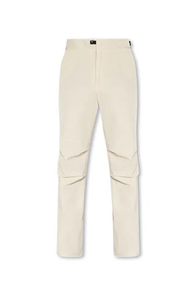 Stone Island Strap-detail High-rise Tapered-leg Trousers In White