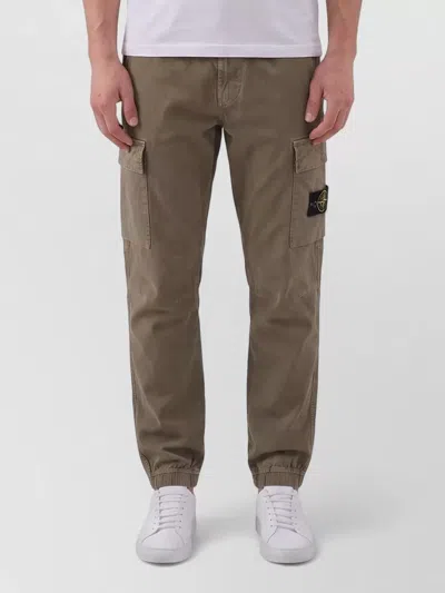 Stone Island Stretch Cargo Pants Tapered Fit Old Treatment In Brown