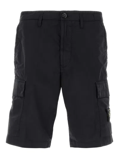 Stone Island Slim Fit Cargo Bermuda Shorts In Black
