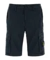 Stone Island Cotton Bermuda Shorts Featuring Cargo Pockets In Blue