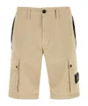 Stone Island Bermuda Cotton Shorts Multiple Pockets In Neutral