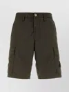 Stone Island Stretch Cotton Bermuda Shorts With Multiple Pockets In Green