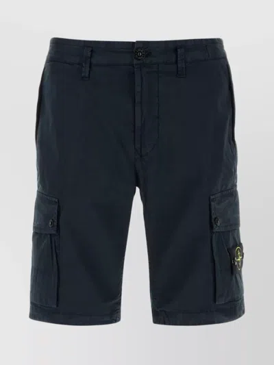 Stone Island Cotton Bermuda Shorts Featuring Cargo Pockets In Gray
