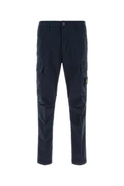 Stone Island Stretch Cotton Cargo Pant For Men In Blue