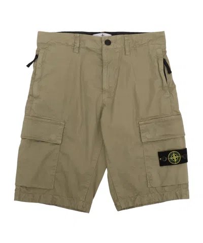 Stone Island Stretch-cotton Cargo Shorts In Green