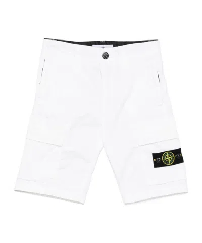 Stone Island Stretch-cotton Cargo Shorts In White