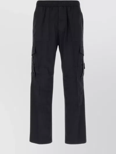 Stone Island Compass-badge Tapered-leg Cargo Trousers In Navy