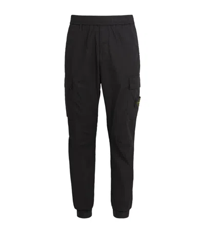 Stone Island Stretch-cotton Cargo Trousers In Black