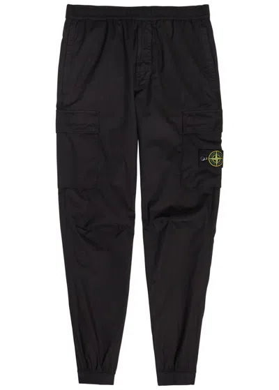 Stone Island Stretch-cotton Cargo Trousers In Black