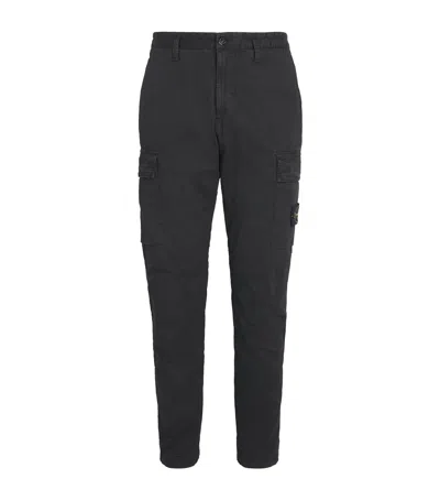 Stone Island Stretch-cotton Cargo Trousers In Black