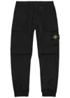 Stone Island Logo Patch Cargo Trousers In Black