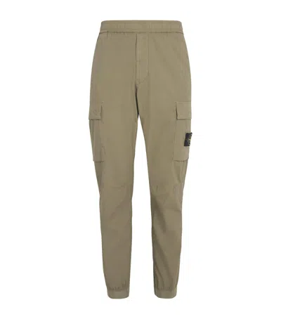 Stone Island Tapered Fit Cotton Cargo Pants With Elasticated Waistband Clothing In Green