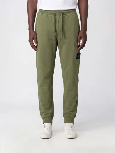Stone Island Stretch Cotton Cargo Trousers In Green