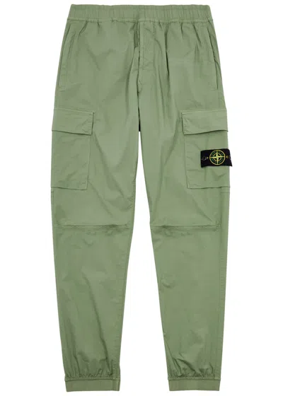 Stone Island Stretch-cotton Cargo Trousers In Khaki