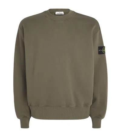 Stone Island Stretch-cotton Compass Logo Sweatshirt In Green