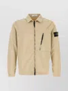 Stone Island Stretch Cotton Jacket With Collar And Pocket In Brown