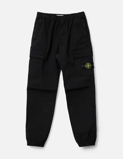 Stone Island Stretch Cotton Tela 'paracadute' Cargo Pants In Black