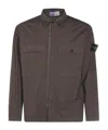 Stone Island Logo Patched Two Pockets Jacket In Khaki