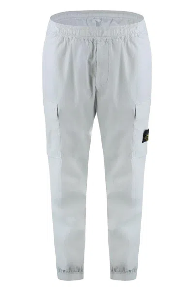Stone Island Trousers Cotton Stretch Elasticized Cuffs In Blue