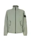 Stone Island Stretch Polyester Jacket Elastic Cuffs High Collar In Green