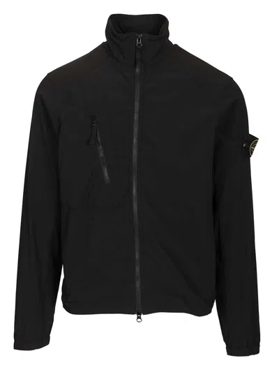 Stone Island Stretch Nylon Tech Fleece Overshirt Sweatshirts Black