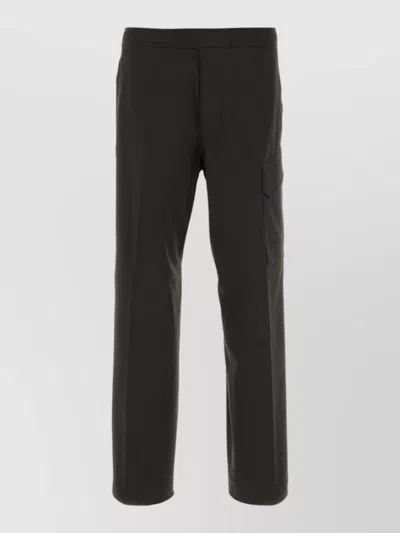 Stone Island Stretch Nylon Trousers Straight Leg Pockets In Black