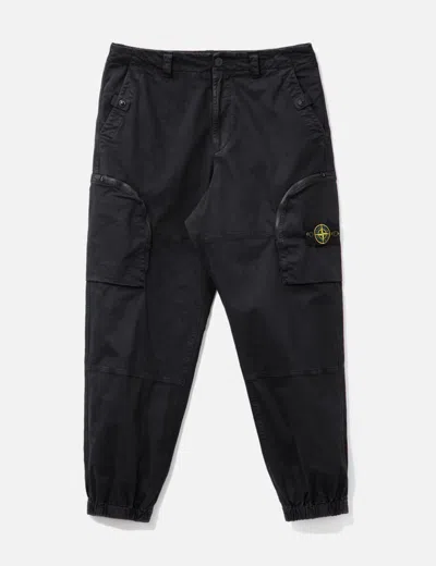 Stone Island Stretch Organic Cargo Sweatpants In Black