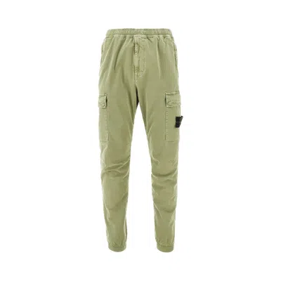 Stone Island Stretch Organic Cotton Cargo Pants In Green