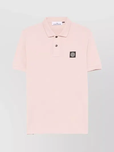 Stone Island Stretch Organic Cotton Piqué Polo In Pink
