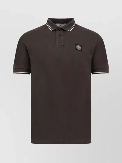 Stone Island Stretch Organic Cotton Polo Shirt In Green