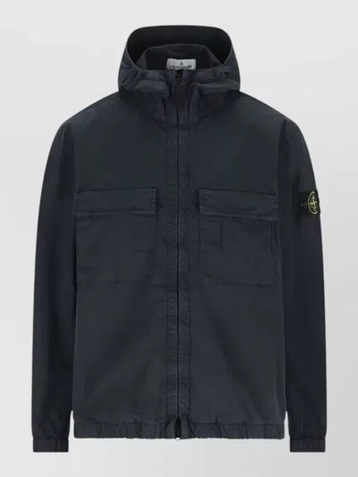 Stone Island Stretch Organic Cotton Twill Hooded Jacket In Multi