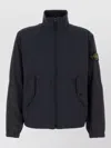 Stone Island Stretch Polyester Jacket Elastic Cuffs High Collar In Blue