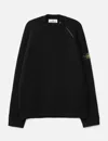 Stone Island Crew Neck Sweatshirt In Organic Brushed Cotton In Black