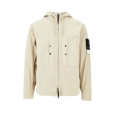 Stone Island Stretch Supima Cotton Twill Blouson Jacket In Beige
