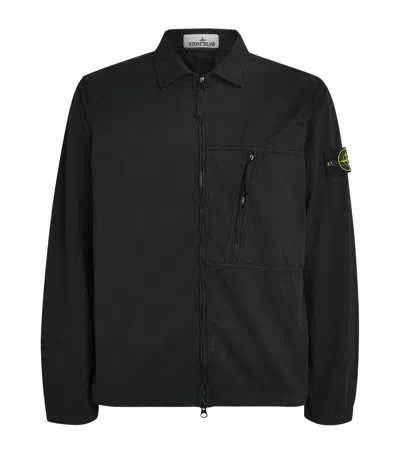 Stone Island Stretch-supima Cotton Twill Overshirt In Blue