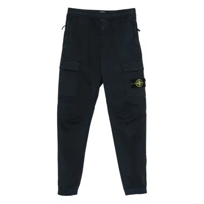 Stone Island Stretch-tc Twill Cargo Pants In Blue