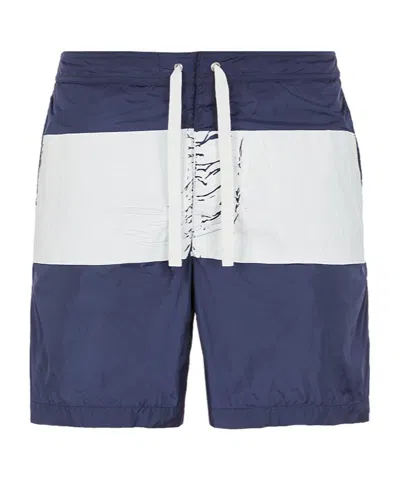Stone Island Stripe-print Swim Shorts In Blue