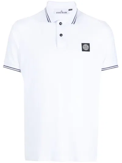 STONE ISLAND STRIPE-TRIM PIQUÉ POLO SHIRT
