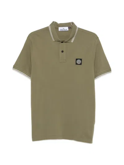 Stone Island Logo Polo Shirt Short Sleeve Design In Green