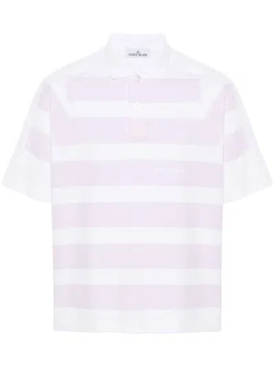 STONE ISLAND STRIPED COTTON POLO SHIRT