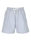 Stone Island Striped Drawstring Shorts In Blue