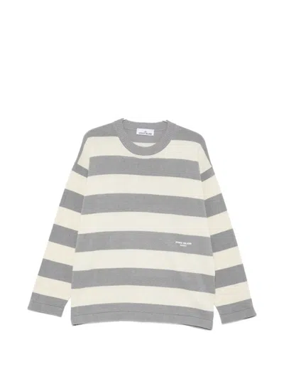 Stone Island Men S Marina Striped Crewneck Jumper Ivory In Multi