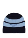 Stone Island Striped-pattern Beanie In Black