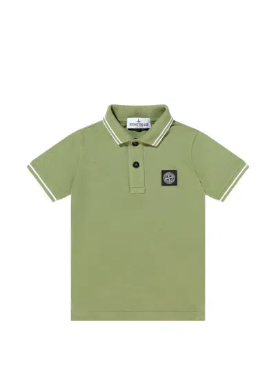 Stone Island Kids'  Boys Compass Patch Polo Shirt In Green