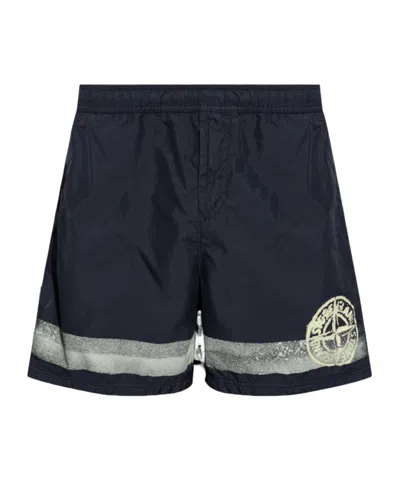 Stone Island Stripes One Swim Shorts In Blue