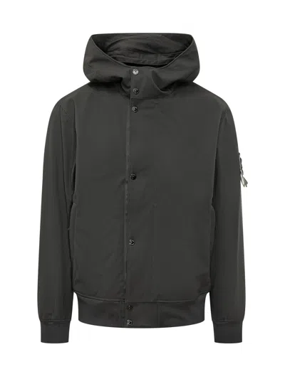 Stone Island Stylish Jacket With Hood And Button Closure In Black