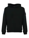Stone Island Relaxed-fit Black Hoodie With Logo Patch Detail In Black