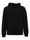 Stone Island Organic Cotton Fleece Hoodie In Black